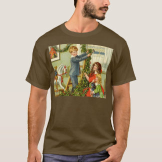 Weihnachten Viktorianische Kinder Dekorieren T-Shirt