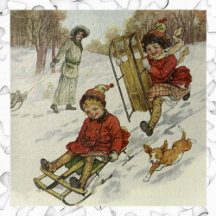 Weihnachten, Viktorianische Kinder Schlittenhund