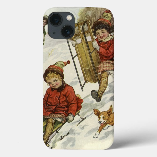 Weihnachten, Viktorianische Kinder Schlittenhund Case-Mate iPhone Hülle (Rückseite)