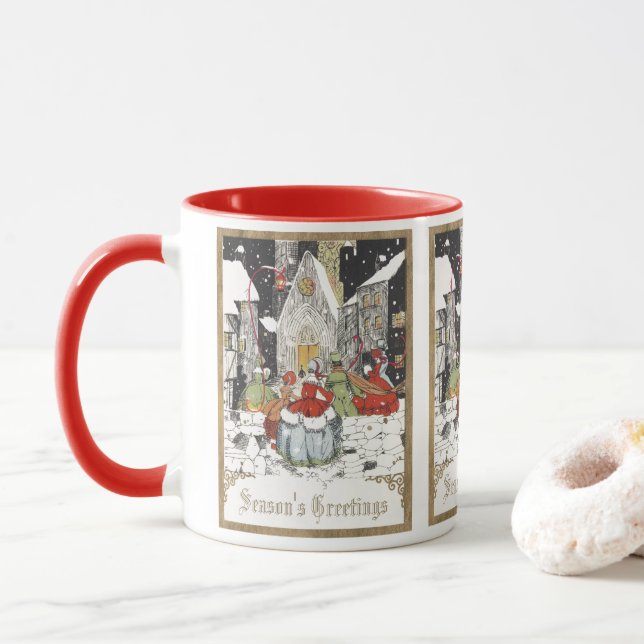 Weihnachten, Viktorianische Leute in der Kirche Tasse (Mit Donut)