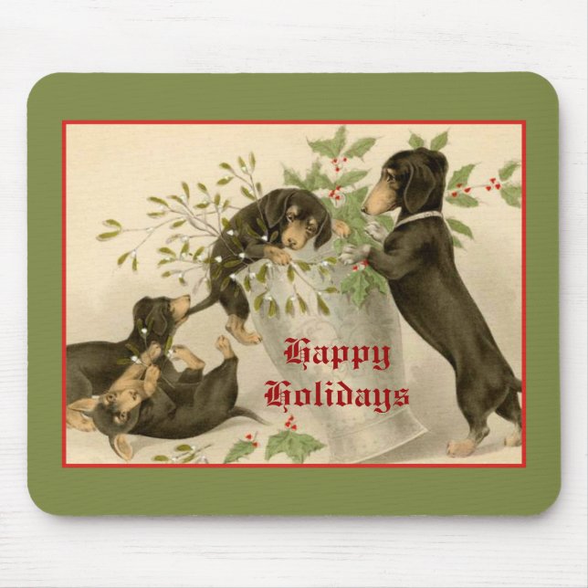 Weihnachten Viktorianische niedliche Dackel Hunde Mousepad (Vorne)