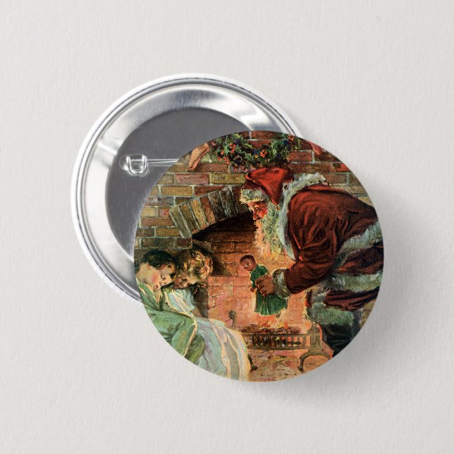 Weihnachten, Viktorianische Weihnachtskinder Button (Vorne & Hinten)