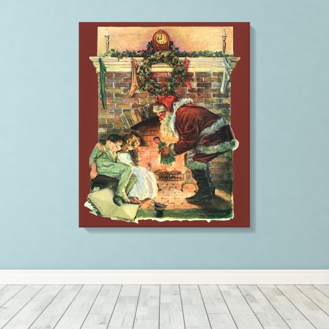 Weihnachten, Viktorianische Weihnachtskinder Leinwanddruck (Insitu (Holzboden))