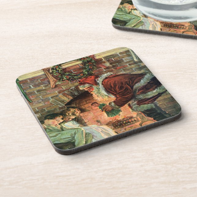 Weihnachten, Viktorianische Weihnachtskinder Untersetzer (Linke Seite)