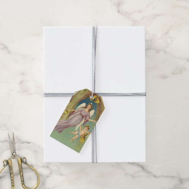 Weihnachten, Viktorianischer Engel mit Cherub Geschenkanhänger (Mit Garn)