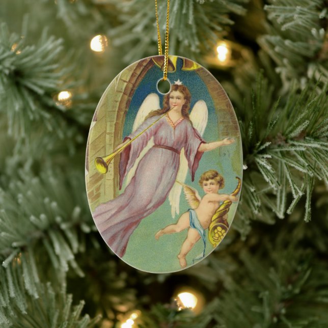 Weihnachten, Viktorianischer Engel mit Cherub Keramik Ornament (Baum)