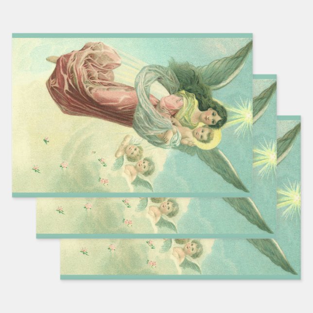 Weihnachten, Viktorianischer Engel mit dem Jungen  Geschenkpapier Set (Set)