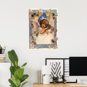 Weihnachten, Viktorianischer Engel mit goldenen Gl Poster