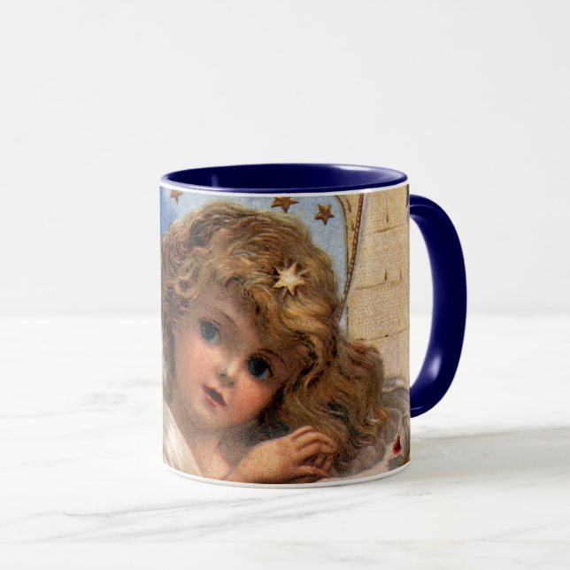 Weihnachten, Viktorianischer Engel mit goldenen Gl Tasse (VorderseiteRechts)
