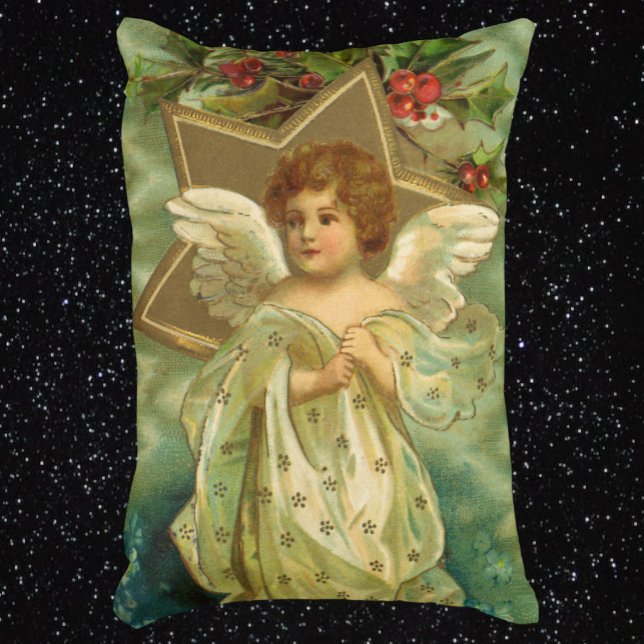 Weihnachten, Viktorianischer Engel mit Goldstern Dekokissen (Von Creator hochgeladen)