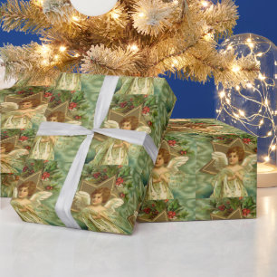 Weihnachten, Viktorianischer Engel mit Goldstern Geschenkpapier