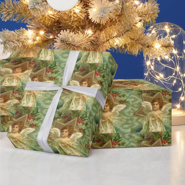 Weihnachten, Viktorianischer Engel mit Goldstern Geschenkpapier (Feiertage)