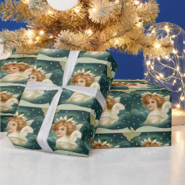 Weihnachten, Viktorianischer Engel mit Goldstern Geschenkpapier
