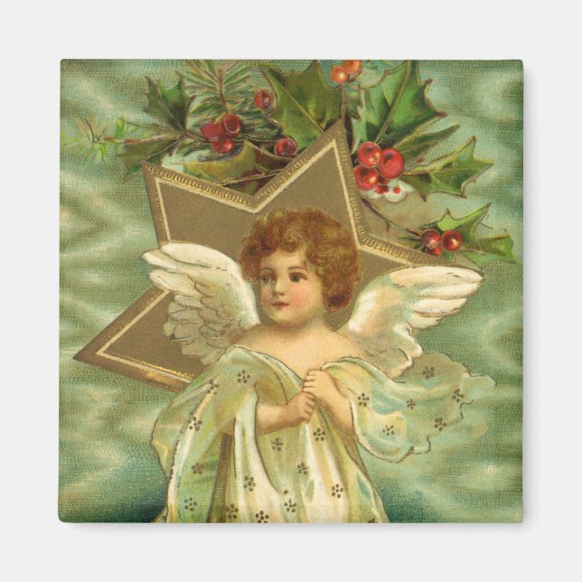 Weihnachten, Viktorianischer Engel mit Goldstern Magnet (Vorne)