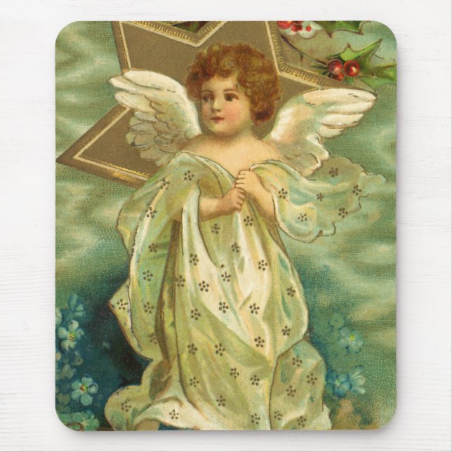 Weihnachten, Viktorianischer Engel mit Goldstern Mousepad (Vorne)