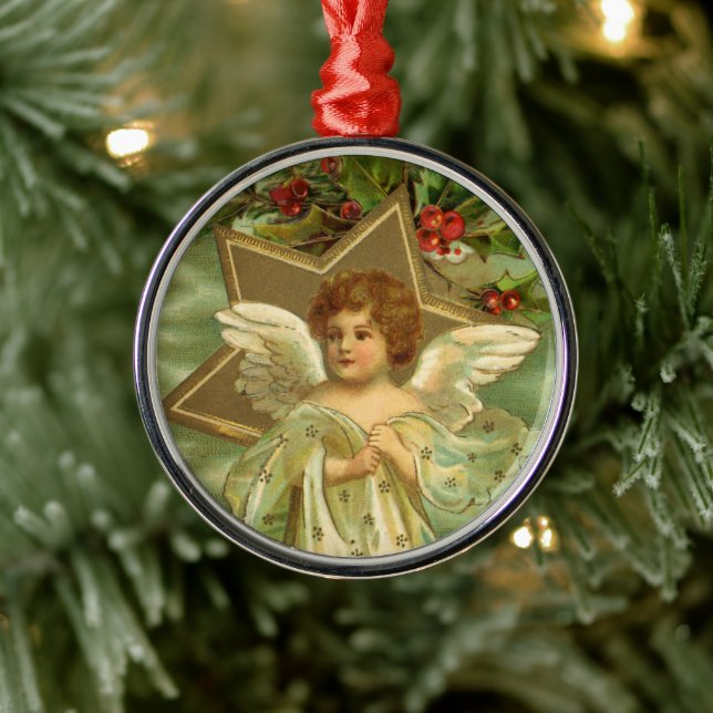 Weihnachten, Viktorianischer Engel mit Goldstern Silbernes Ornament (Baum)