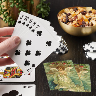 Weihnachten, Viktorianischer Engel mit Goldstern Spielkarten