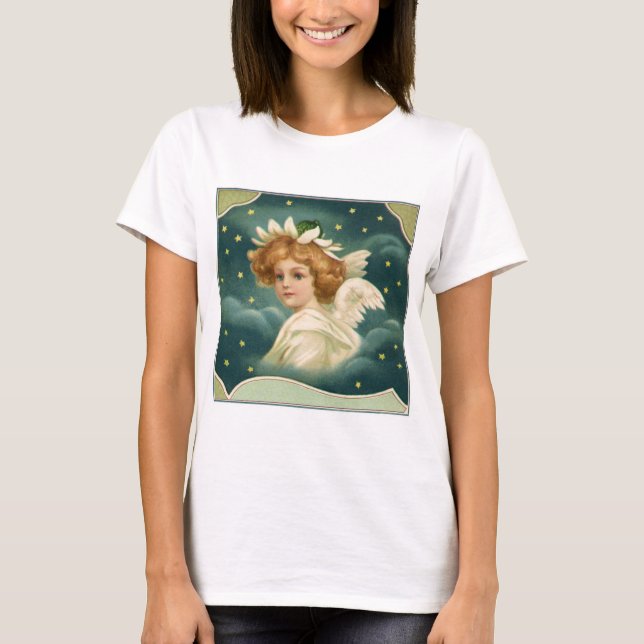 Weihnachten, Viktorianischer Engel mit Goldstern T-Shirt (Vorderseite)