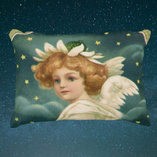 Weihnachten, Viktorianischer Engel mit Goldstern Zierkissen