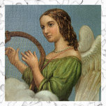 Weihnachten, Viktorianischer Engel mit Musikharte<br><div class="desc">Vintage Darstellung religiösen Viktorianischen Zeitalters Weihnachtsbild mit einem schönen musikischen Engel. Diese Engelin mit Flügeln spielt ein gestreiftes Musikinstrument,  die Harfe. Das Lied könnte Oh Holy Night sein.</div>