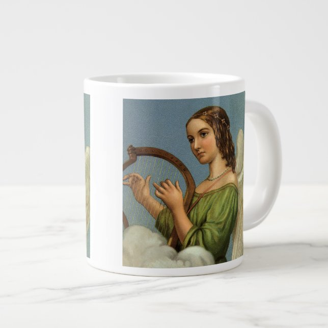 Weihnachten, Viktorianischer Engel mit Musikharte Jumbo-Tasse (Vorderseite Rechts)