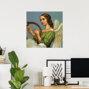 Weihnachten, Viktorianischer Engel mit Musikharte Poster