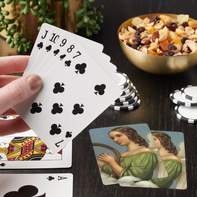 Weihnachten, Viktorianischer Engel mit Musikharte Spielkarten (In Situ)