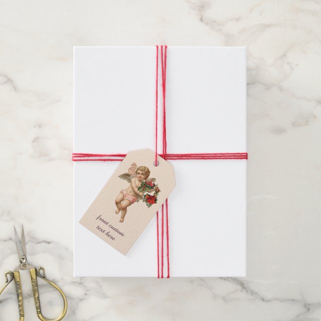 Weihnachten, Viktorianischer Engel und Blumenreath Geschenkanhänger (Mit Garn)