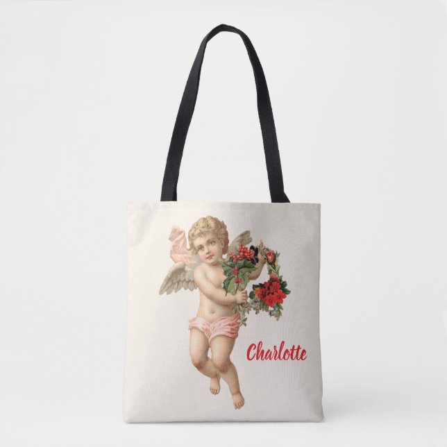 Weihnachten, Viktorianischer Engel und Blumenreath Tasche (Vorderseite)