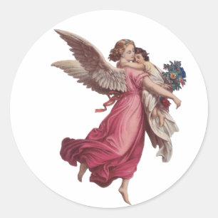 Weihnachten, Viktorianischer Wächter Angel Runder Aufkleber