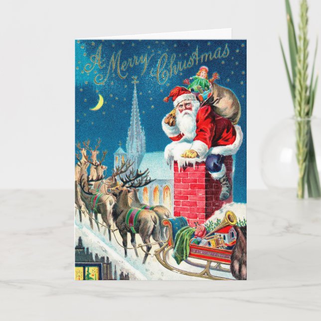 Weihnachten Viktorianischer Weihnachtsmann am Kami (Vorderseite)