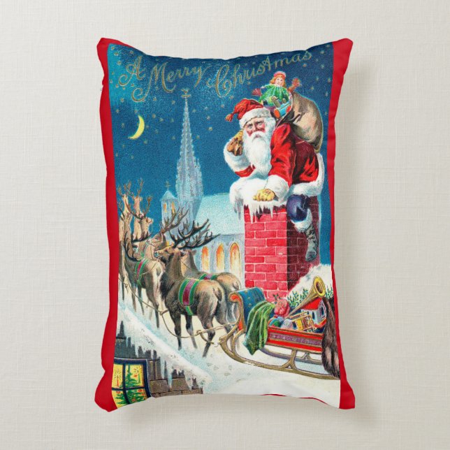Weihnachten Viktorianischer Weihnachtsmann am Kami Dekokissen (Vorderseite(Vertikal))
