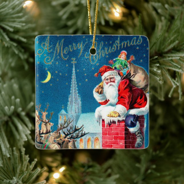 Weihnachten Viktorianischer Weihnachtsmann am Kami Keramikornament (Baum)