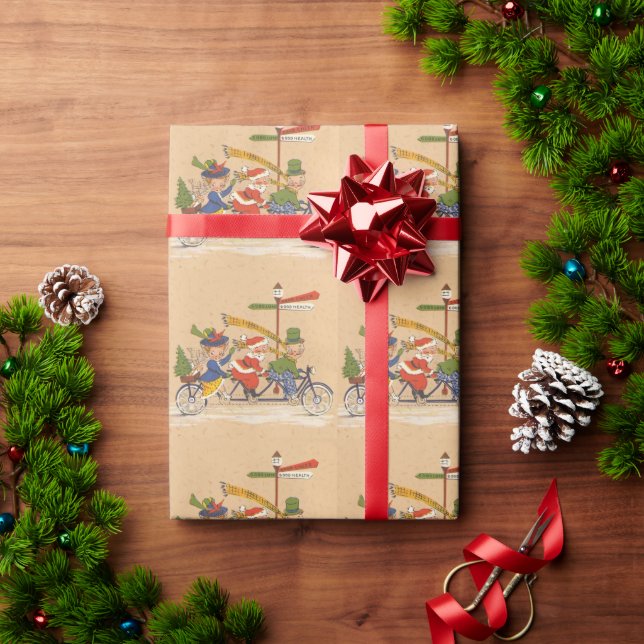 Weihnachten, Viktorianischer Weihnachtsmann auf de Geschenkpapier (Feiertagsgeschenk)