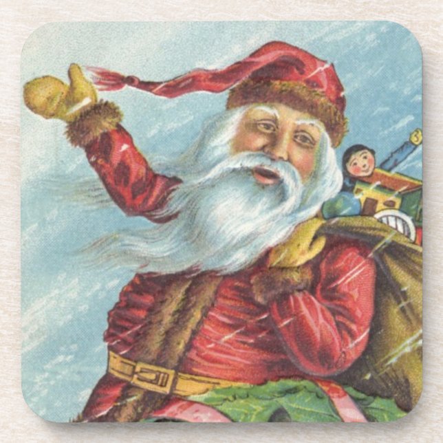 Weihnachten, Viktorianischer Weihnachtsmann auf de Getränkeuntersetzer (Vorderseite)