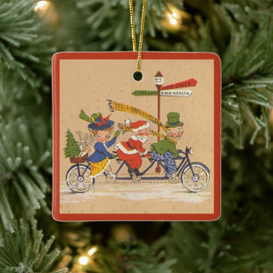 Weihnachten, Viktorianischer Weihnachtsmann auf de Keramikornament