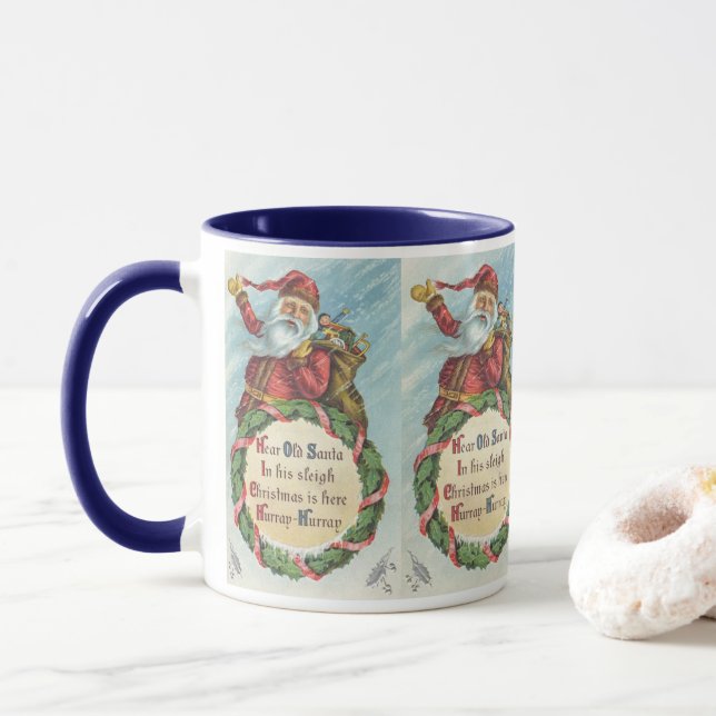 Weihnachten, Viktorianischer Weihnachtsmann auf de Tasse (Mit Donut)