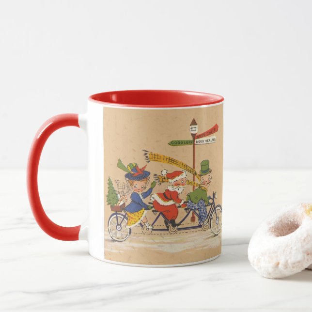 Weihnachten, Viktorianischer Weihnachtsmann auf de Tasse (Mit Donut)