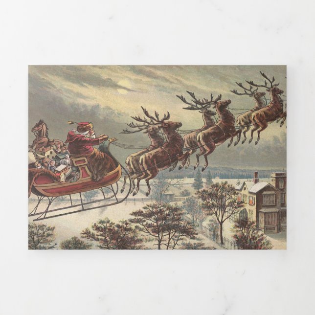 Weihnachten Viktorianischer Weihnachtsmann Dreifach Gefaltete Urlaubskarte (Cover)