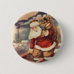 Weihnachten Viktorianischer Weihnachtsmann im Schl Button