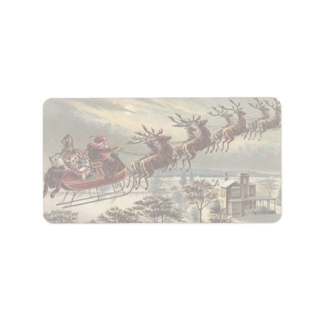 Weihnachten, Viktorianischer Weihnachtsmann im Sle Adressaufkleber (Vorne)