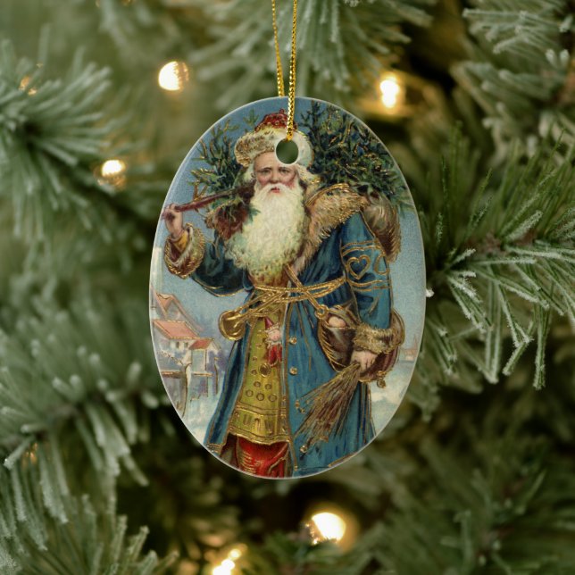 Weihnachten, Viktorianischer Weihnachtsmann mit Ba Keramik Ornament (Baum)
