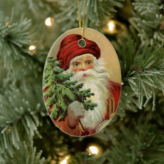 Weihnachten, Viktorianischer Weihnachtsmann mit Ba Keramik Ornament (Baum)