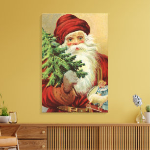 Weihnachten, Viktorianischer Weihnachtsmann mit Ba Leinwanddruck