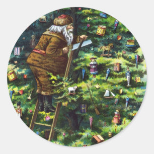 Weihnachten, Viktorianischer Weihnachtsmann mit Ba Runder Aufkleber
