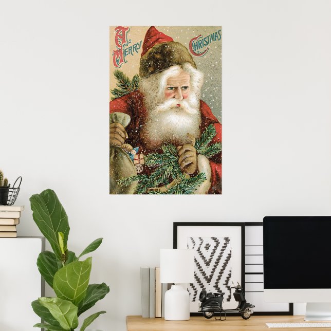 Weihnachten, Viktorianischer Weihnachtsmann mit Pi Poster (Heimbüro)