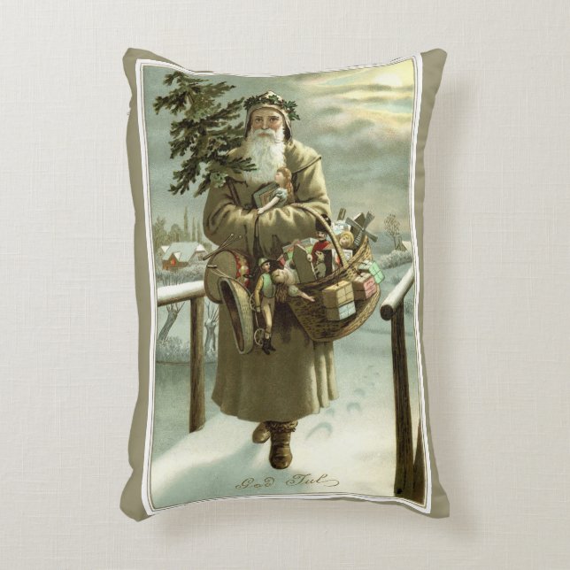 Weihnachten, Viktorianischer Weihnachtsmann mit Sp Dekokissen (Vorderseite(Vertikal))