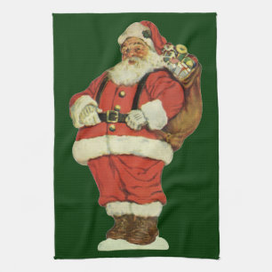 Weihnachten, Viktorianischer Weihnachtsmann mit Sp Geschirrtuch