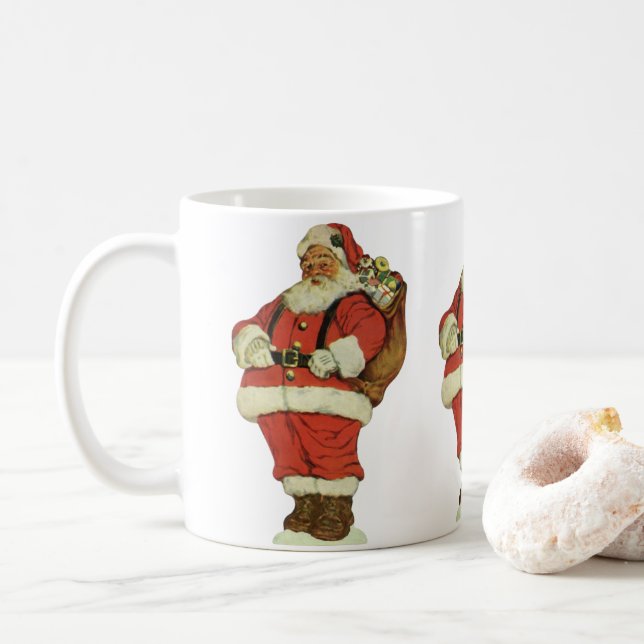 Weihnachten, Viktorianischer Weihnachtsmann mit Sp Kaffeetasse (Mit Donut)