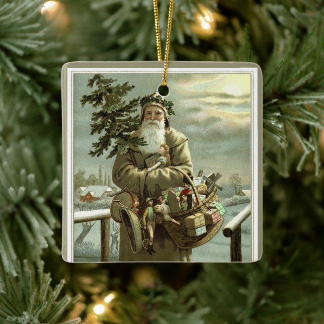 Weihnachten, Viktorianischer Weihnachtsmann mit Sp Keramikornament (Baum)